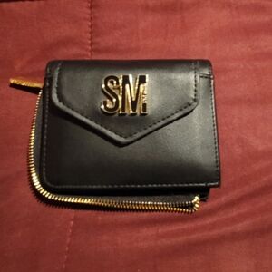 Steve Madden Black Wallet with Gold Accents